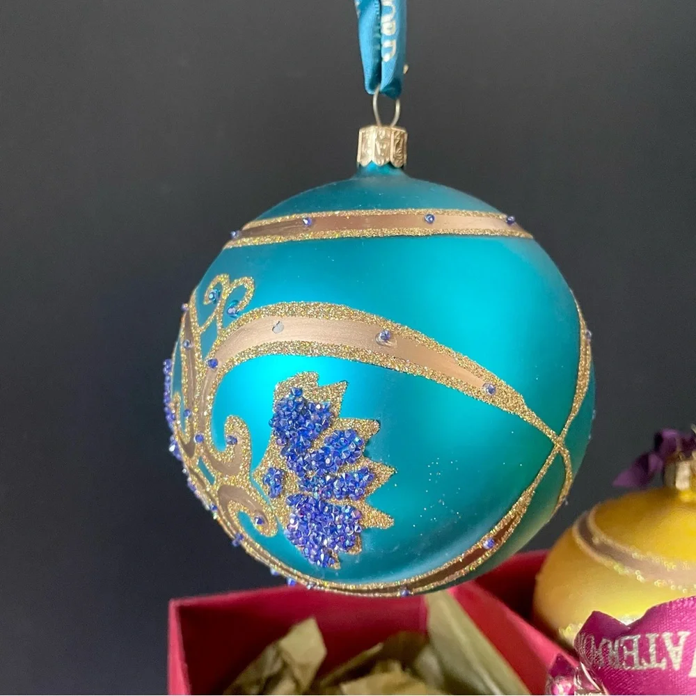 SET of 4 Paisley Ball Heirloom Ornaments - North Pole Collection - by Waterford